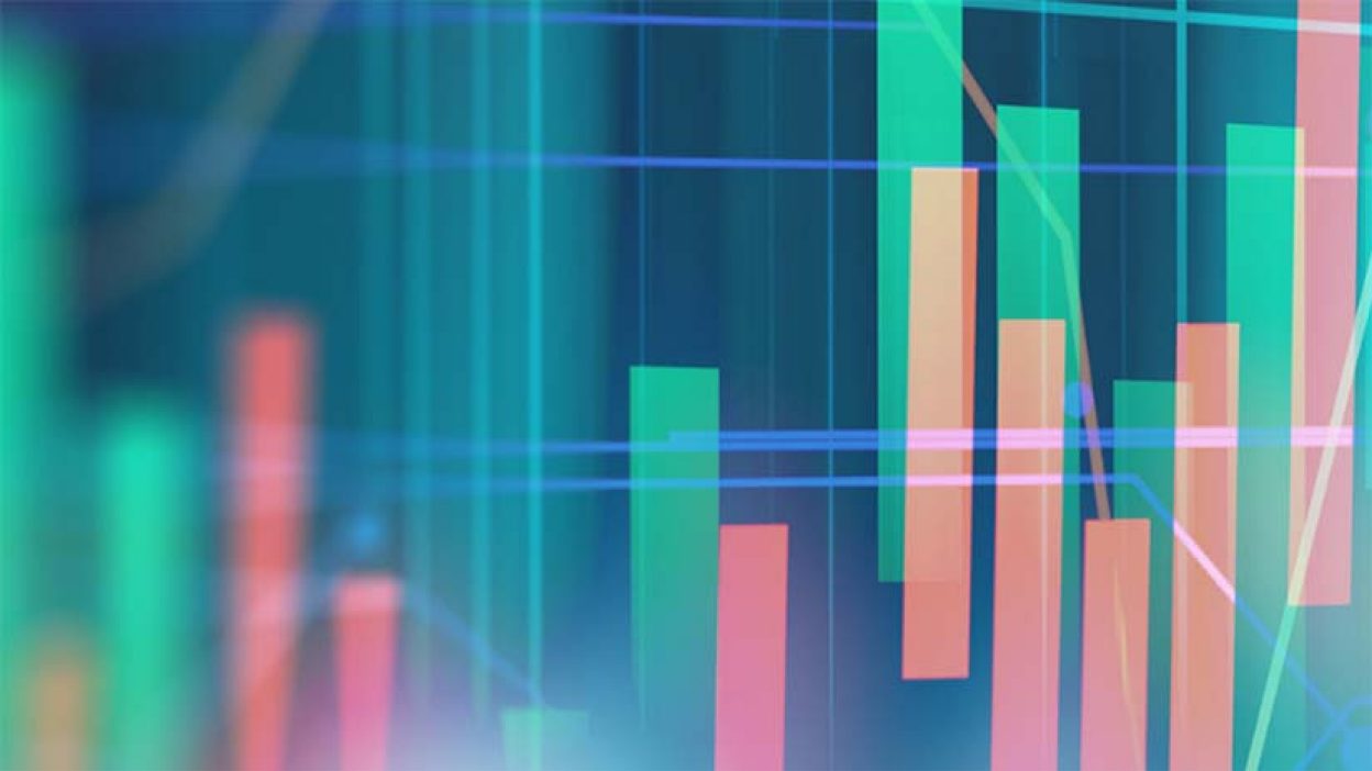 Colourful graph featured on abstract background