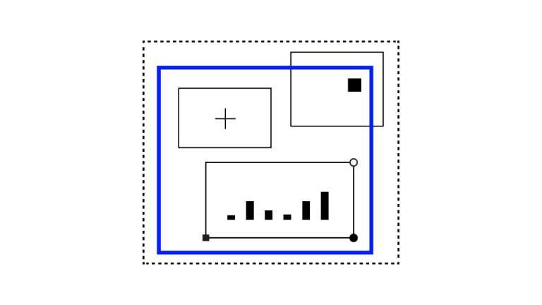 Blue square with graphs