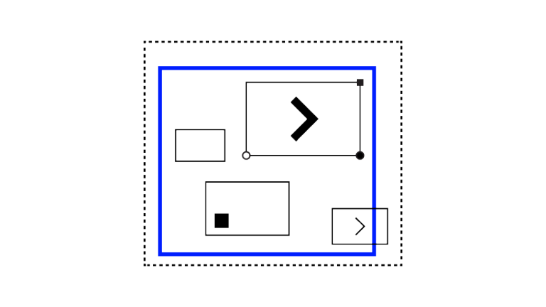 Blue square and some squares inside with arrows
